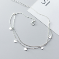 wholesale S925 Silver Ankle Bracelet for Women, Japanese and Korean Style Minimalist Double-Layer Geometric Circle Foot Jewelry S2368-0-2