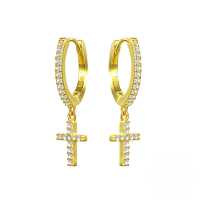 wholesale S925 Sterling Silver Geometric Cross Ear Clutch,-Gold