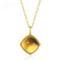 wholesale 925 Sterling Silver Japanese Light Luxury Minimalist Geometric Citrine Pendant Necklace for Women, Small Forest Style Jewelry Wholesale-0-0