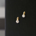 wholesale 9K gold minimalist style diamond stud earrings, delicate and petite for office elegance-0-0