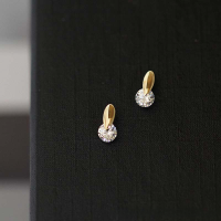 wholesale 9K gold minimalist style diamond stud earrings, delicate and petite for office elegance-9K per piece