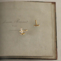 wholesale 9K Gold Zirconia #-Symbol Earrings in Light Gold Tone, Japanese Minimalist Style Mini Earrings Jewelry-9K per price