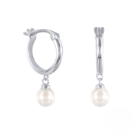 wholesale S925 Sterling Silver Freshwater Pearl Earrings, Fashionable Classic Minimalist Hoop Earrings For An Elegant Look-Platinum