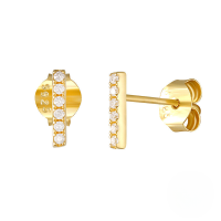 wholesale S925 Sterling Silver Single Row Bead Stud Earrings With Micro-set Zircons, Fashionable And Minimalist-Gold
