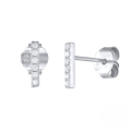 wholesale S925 Sterling Silver Single Row Bead Stud Earrings with Micro-Set Diamonds, Fashionable and Minimalist-0-6