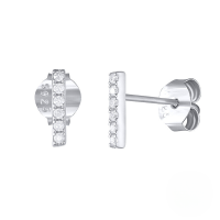 wholesale S925 Sterling Silver Single Row Bead Stud Earrings With Micro-set Zircons, Fashionable And Minimalist-Platinum