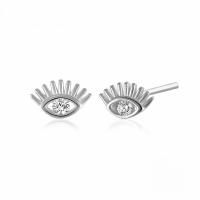 wholesale S925 Sterling Silver Zircon Eye Earrings With Hollow Design, Cross-border Creative And Elegant Jewelry-Platinum