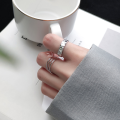 wholesale S925 silver Korean-style minimalist three-layer open ring with fashionable floral pattern combination matching ring J7037-0-3
