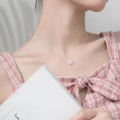 wholesale S925 Sterling Silver Jumping Heart Fashion Elegant Inlaid Diamond Circle Simple Collarbone Necklace D6263-0-3