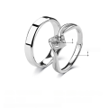 wholesale S925 Sterling Silver Cross-Border Couple Rings with High-End Sense, Adjustable Open Design, Minimalist Zircon Diamond Rings for Men and Women, Niche Style-0-2