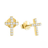 wholesale S925 Sterling Silver Cross Stud Earrings, Fashion Minimalist Luxury Ins Style Geometric Zircon Inlaid Earrings-gold