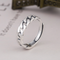 wholesale S925 Sterling Silver Simple Retro Chain Link Square Bar Overlapping Cross Open Ring for Women Wholesale-0-0