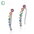 wholesale S925 silver plated with white gold, Japanese and Korean fashion colorful zircon earrings, rainbow earrings for women, elegant ear clips, silver jewelry wholesale-0-0