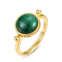 wholesale Pure silver women's ring, Love Rumei new candy color ring, Japanese light luxury malachite style, cross-border wholesale jewelry-Malachite Adjustable opening