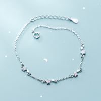 wholesale S925 silver minimalist and fresh star bracelet for women, elegant small pentagram jewelry with diamond accents S3745-S925 silver bracelet silver model>925 silver