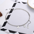 wholesale 925 Sterling Silver Smiley Face Pendant Necklace for Women, Ins Minimalist and Versatile Korean-style Multi-layer Personalized Fresh Long Layered Chain-0-2