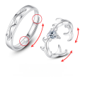 wholesale S925 Sterling Silver "One Deer with You" Couple Rings Set, Adjustable Design, Minimalist and Premium Matching Bands for Men and Women-0-3