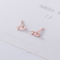 wholesale S925 Sterling Silver Earrings for Women, Small and Exquisite Zirconia Silver Ear Studs, Floral Diamond-Accented Arc-Shaped Ear Jewelry G5893-0-2