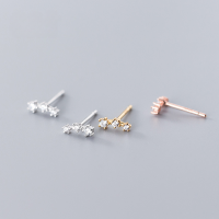 wholesale S925 Sterling Silver Earrings for Women, Small and Exquisite Zirconia Silver Ear Studs, Floral Diamond-Accented Arc-Shaped Ear Jewelry G5893-s925 silver pair - rose gold 925 silver
