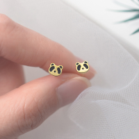 wholesale 925 Silver Small Fresh Cute Little Panda Stud Earrings Korean Style Petite Student Ear Piercing Jewelry G5875-S925 silver pair silver model>925 silver