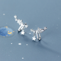 wholesale Sterling Silver Forest-style Elegant Lady's Star Earrings with Inlaid Diamonds, Short Design for No Piercing Ears, Sweet Ear Accessories G5937-0-0