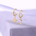 wholesale S925 Sterling Silver Asymmetric Star And Moon Ear Cuffs, Ins Style,-0-3