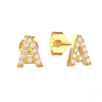 wholesale S925 Sterling Silver Geometric Stud Earrings With English Letters And Inlaid Zircons, Simple And Versatile-Gold A