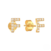 wholesale S925 Sterling Silver Geometric Stud Earrings With English Letters And Inlaid Zircons, Simple And Versatile-Gold F