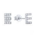 wholesale S925 Sterling Silver Geometric Stud Earrings With English Letters And Inlaid Zircons, Simple And Versatile-0-30