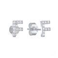wholesale S925 Sterling Silver Geometric Stud Earrings With English Letters And Inlaid Zircons, Simple And Versatile-0-31