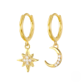 wholesale S925 Sterling Silver Asymmetric Star and Moon Ear Cuffs, INS Style,-0-5