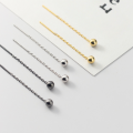 wholesale S925 Sterling Silver Small Silver Bead Ear Thread for Women, Short Elegant Light Pearl Small Ear Drop Korean Style Minimalist Ear Chain E8344-0-3