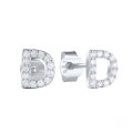 wholesale S925 Sterling Silver Geometric Stud Earrings With English Letters And Inlaid Zircons, Simple And Versatile-0-29