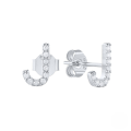 wholesale S925 Sterling Silver Geometric Stud Earrings With English Letters And Inlaid Zircons, Simple And Versatile-0-34