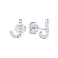 wholesale S925 Sterling Silver Geometric Stud Earrings With English Letters And Inlaid Zircons, Simple And Versatile-Platinum J