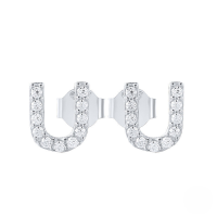 wholesale S925 Sterling Silver Geometric Stud Earrings With English Letters And Inlaid Zircons, Simple And Versatile-Platinum U