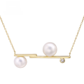 wholesale 9K Gold Classic Elegant Balance Beam Series Natural Pearl Necklace Simple New Style Choker Wholesale-0-0