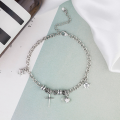 wholesale S925 silver star charm bracelet for women, trendy and creative vintage cross and heart design in Thai silver jewelry-0-0