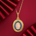 wholesale 9K Gold Plated 925 Silver Japanese Style Classical Light Luxury Synthetic Opal Blue Lover Pendant Exquisite Colored Gemstone Necklace for Women-0-0