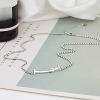wholesale Metal material: 925 Sterling Silver Thai silver smiling face blackened necklace for women, ins-inspired mixed braid collarbone chain, simple retro sweater chain new style-YL015/approx. 5.9g 925 silver