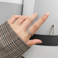 wholesale S925 Silver Korean Version Minimalist Wave Line RingTwisted Thin Bare Ring for Women J7103-0-3