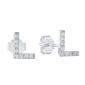 wholesale S925 Sterling Silver Geometric Stud Earrings With English Letters And Inlaid Zircons, Simple And Versatile-0-36