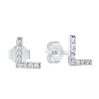 wholesale S925 Sterling Silver Geometric Stud Earrings With English Letters And Inlaid Zircons, Simple And Versatile-Platinum L