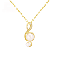 wholesale 9K Gold Musical Series Pendant with Natural Freshwater Pearl Necklace for Women, Direct from Factory-Musical Note Pendant - Without Chain 9K