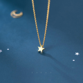 wholesale S925 Sterling Silver Cute and Sweet Minimalist Five-Point Star Pendant Necklace for Women, Korean Style D7027-0-1