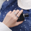 wholesale S925 Sterling Silver Korean Style New Retro Twist Smile Fashion Adjustable Open Ring Women's Finger Ring Hand Jewelry-0-2