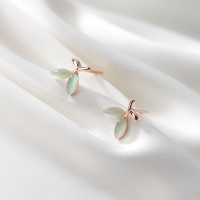 wholesale S925 silver earrings for women, Korean-style small fresh synthetic cat's eye stone sweet small branch ear accessories G6024-s925 silver pair>925 silver