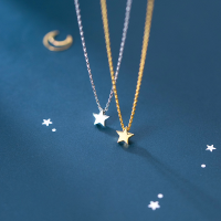 wholesale S925 Sterling Silver Cute and Sweet Minimalist Five-Point Star Pendant Necklace for Women, Korean Style D7027-s925 silver necklace-gold 925 silver