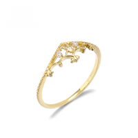 wholesale 9K Gold Korean Style The King Crown Moissanite Diamond Ring for Women, Fashionable and Versatile V-Shaped Letter K Ring-The King Crown 9K Gold Moissanite Ring No. 13