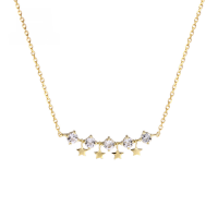 wholesale 9K Gold White Topaz Star Tassel Choker Necklace for Women, Slimming, Korean Style, Minimalist and Elegant-Korean Star Slimming Clavicle Chain 9K
